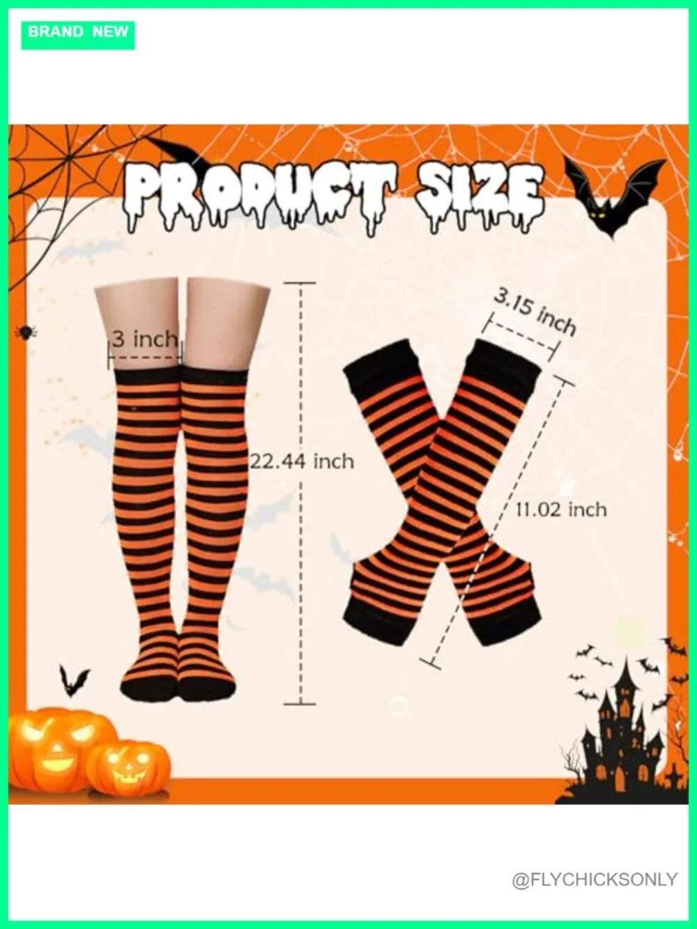 Women Thigh High Socks and Fingerless Arm Warmers Set Striped Leg Warmers